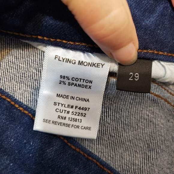 Flying Monkey Blue Straight Leg Jeans with Distressed Details - Picture 9 of 9